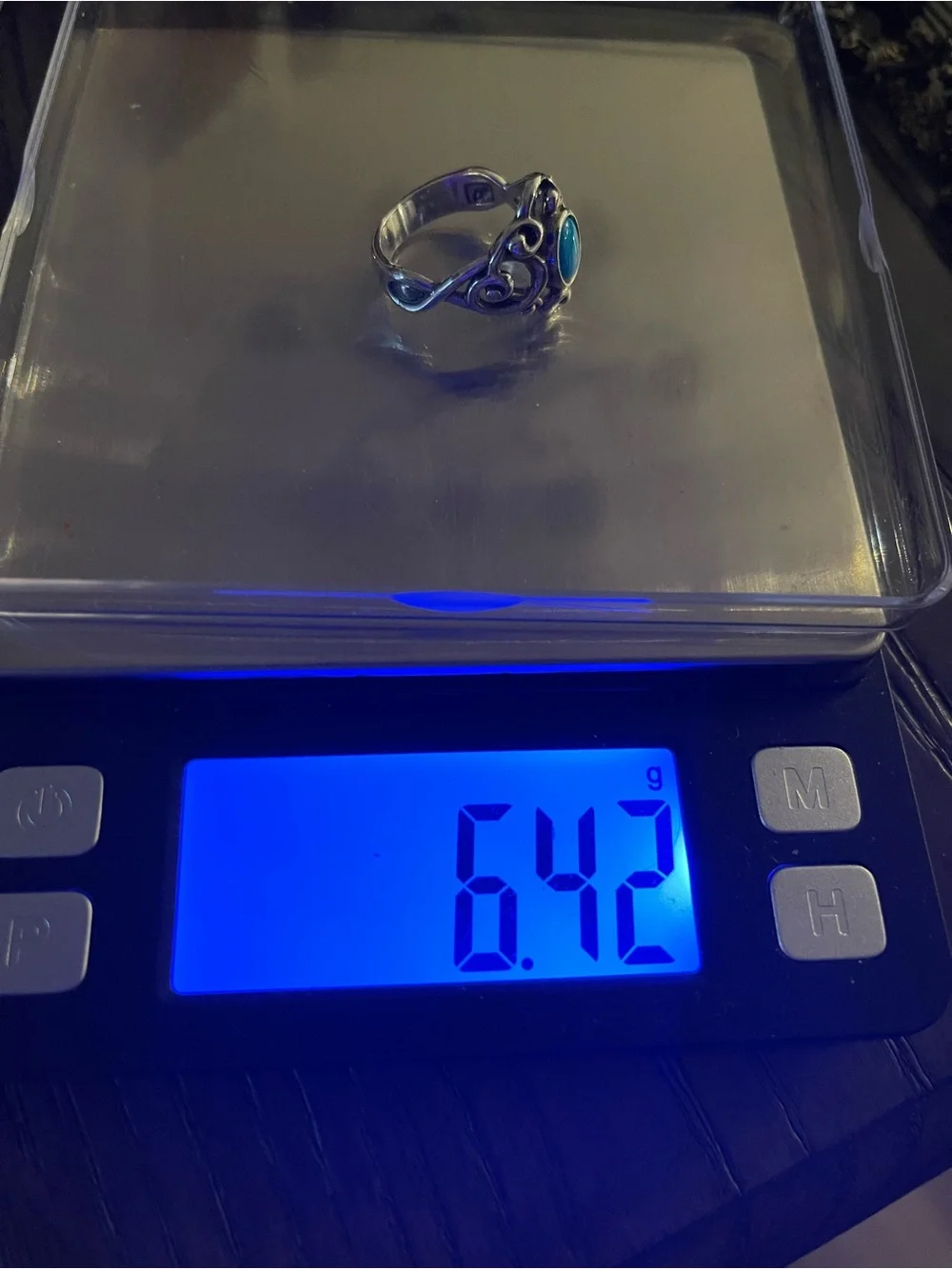 Carolyn Pollack Relios .925 sleeping beauty turquoise scroll ring sz 9 / 6.42 g
